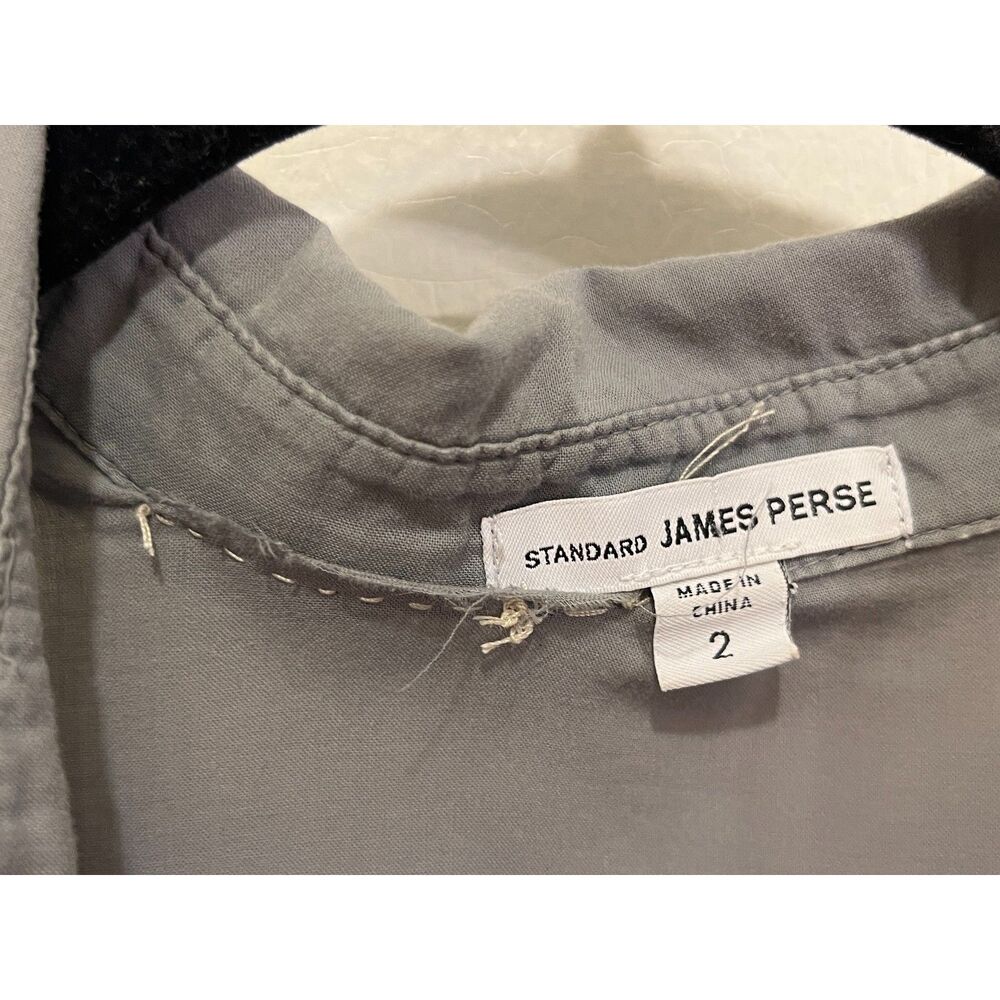 Standard JAMES PERSE Gray Button Up Shirt Top Women's Size 2 Medium - Picture 4 of 12